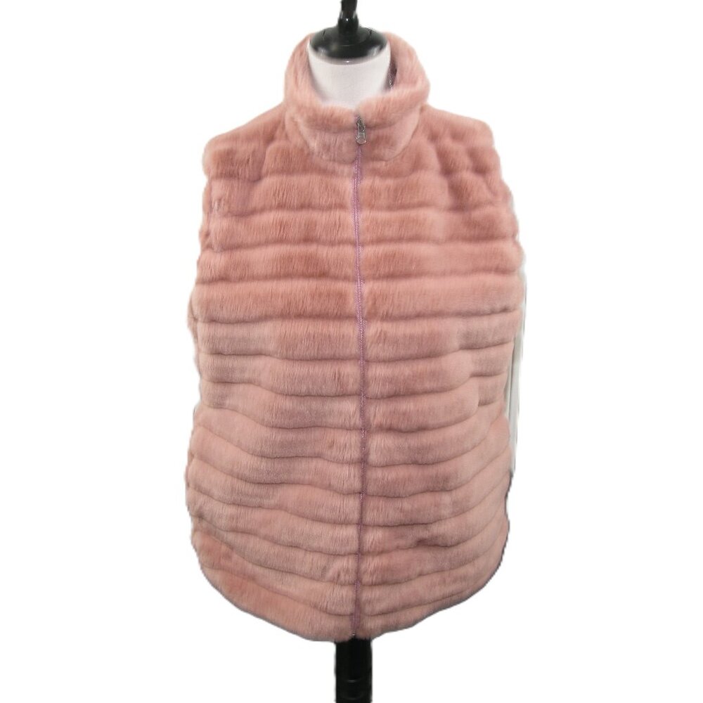 Katydid Mauve Faux Fur Zip Front Vest Size Medium
